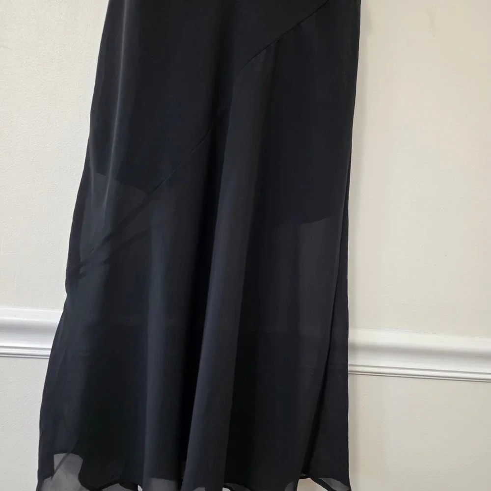 Black Witchy Sheer Overlay Slip Dress Sz S Goth Cowl Sleeveless Whimsigoth Fairy
